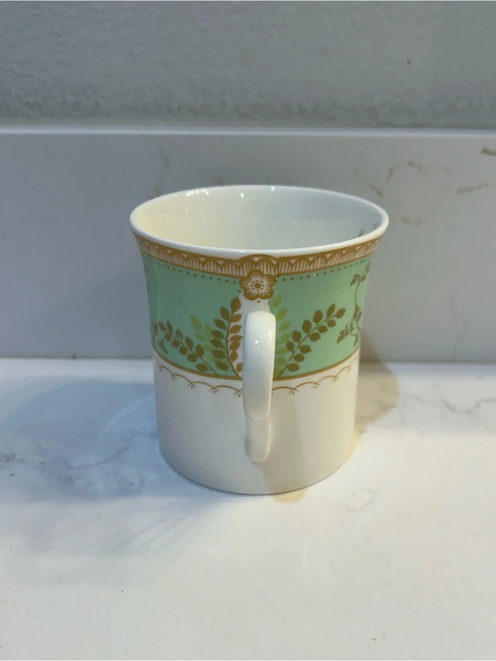 Mikasa Hampton Court Green Bone China green band gold floral accents Tea cup